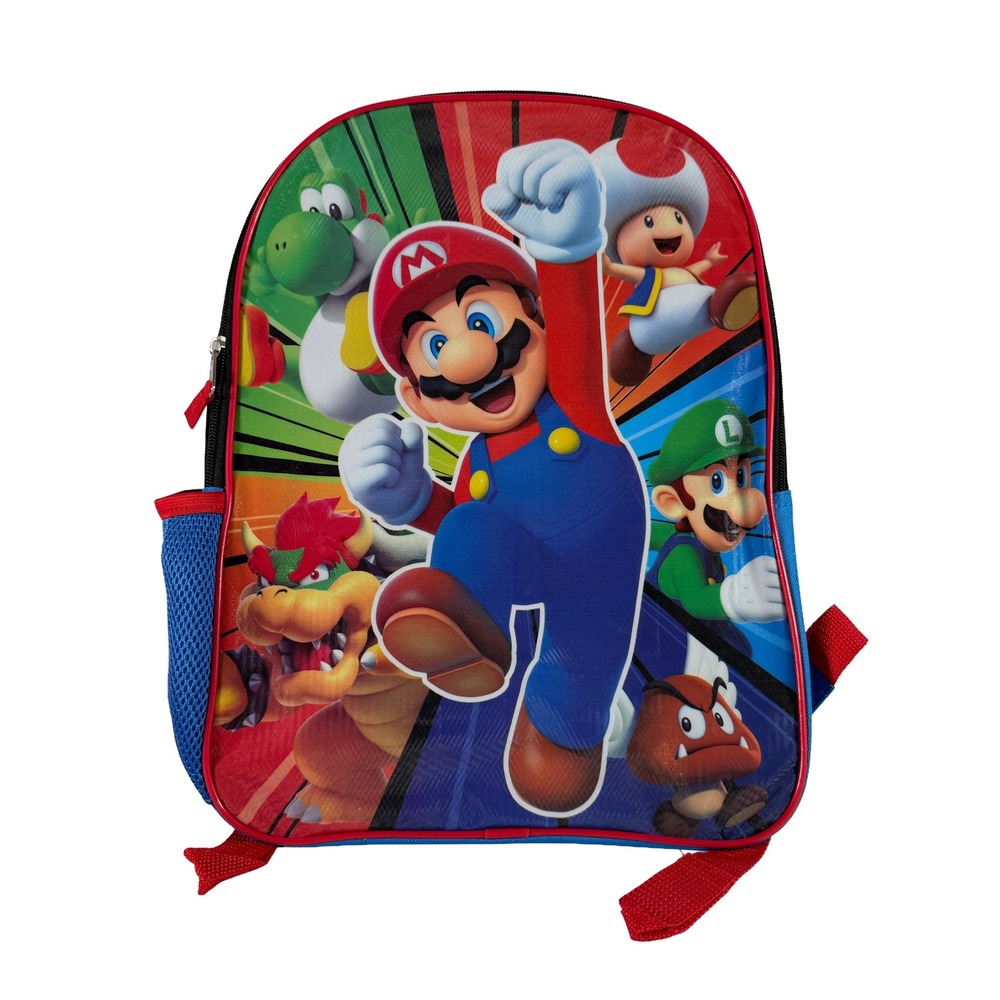 Super Mario Bros 16" Backpack Kids School Book Bag NWT